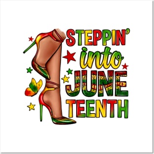 Afro Woman High Heels Black Girl Stepping Into Juneteenth Black Women Posters and Art